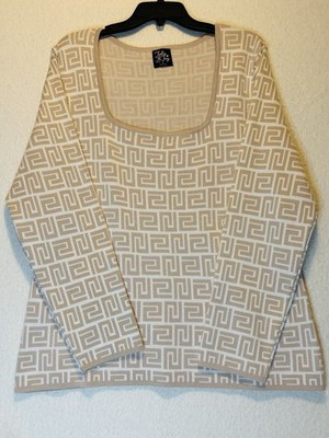 Jolie and Joy 3XL Long Sleeve sweater Beige & Cream Geometric Pattern Plus Size