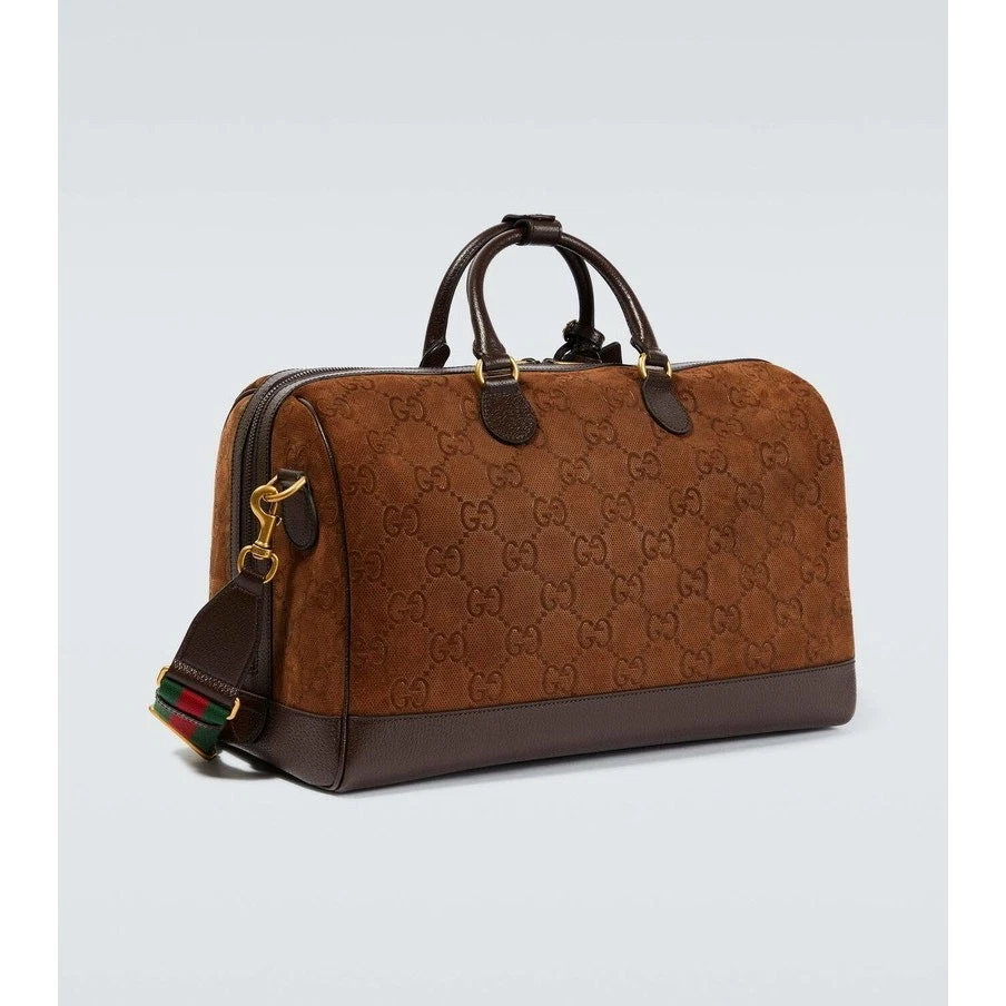 GUCCI LIMITED EDITION Gucci GG Suede Duffle Bag brown 19.7"W x 12.6"H x 10.6"D - Image 4 of 4