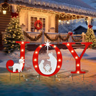Christmas Metal Yard Stakes, Lighted Joy and Nativity Scene Christmas Garden Sta