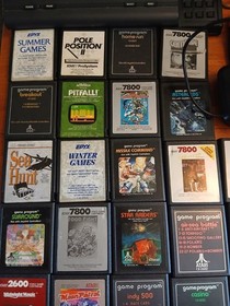 Atari 7800 ProSystem Console Lot w/ Games, Controllers, Power Cables RF NTSC-U/C