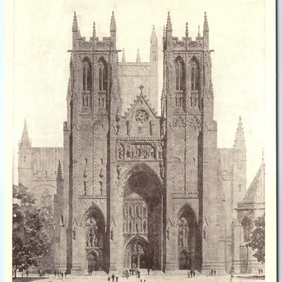 c1930s Washington DC National Cathedral Gothic Western Architect's Drawing A367