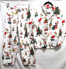 Pottery Barn Teen Size M Dr. Seuss The Grinch  Max Christmas Flannel Pajama Set