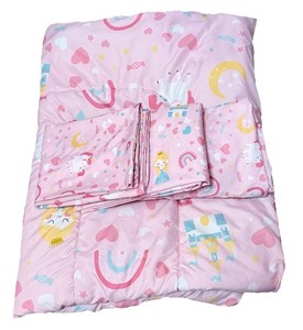4 Piece Pink Toddler Bedding Set Princess Castle Unicorn Storyland Comforter EXC