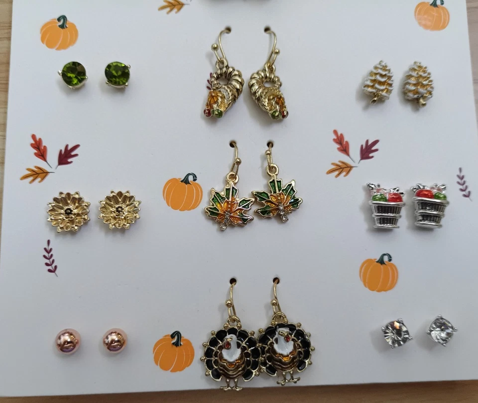 Nuevo Juego de 12 Pendientes Napier Tono Dorado Tono Plata Otoño Acción de Gracias Foto 4 de 4