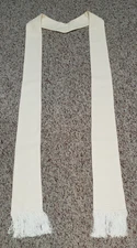 CLERGY STOLE PRIEST VESTMENT HAND MADE IVORY SHADE SILKY FRINGE CLASSY