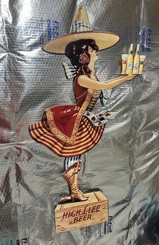 Vintage Miller High Life Server Girl Giant Tin Hanging Sign