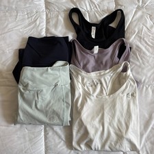 Athletic Bundle Two Women's Leggings Three Racer Back Tanks Small - Large