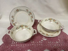 Homer Laughlin Georgian Eggshell Double Handle Cup And Saucer Lot Of 2