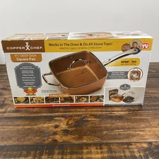 Copper Chef Cookware Set 5pcs 9.5” Non Stick Deep Frying Pan Fry Basket New