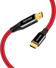 AGVEE 2 Pack 6.6ft USB-C to Micro USB Cable, Gold Plated End 6.6ft 6.6ft, Red