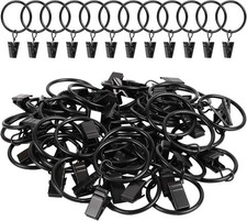 Curtain Rings with Clips, 42 Pack Metal Drapery Rings with Clips Hooks Hangers