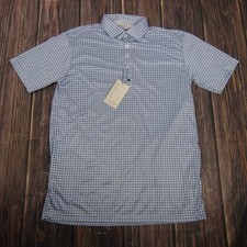 Collars Co Polo Shirt Mens Large Blue Check Dress Collar Golf Performance