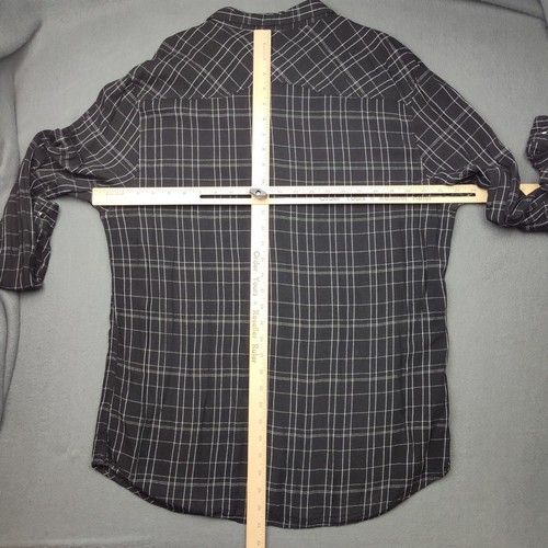 YoungLA Shirt Mens 2XL XXL Black Checkered Plaid Pearl Snap Viscose Western - Picture 8 of 12