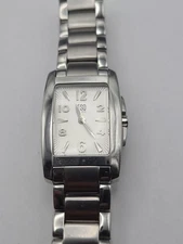 ESQ swiss e5222 Womens Silver Tone Tank Style New Battery Working