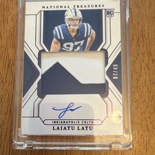 Panini 2024 National Treasures Laiatu Latu Colts Patch Auto Purple #186 07/49