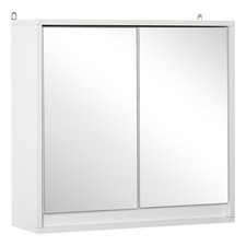 Wall Mounted Mirror Cabinet White 48x14.5x45cm MDF Particleboard Adjustable Slim