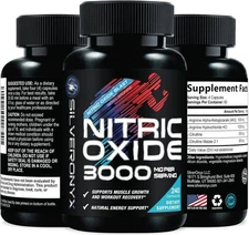 Extra Strength Nitric Oxide Supplement 3X Strength L Arginine, Citrulline Malate