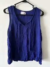 Women’s Olive And Oak Blue Tank Top Blouse With Drawstrings Size Medium 
