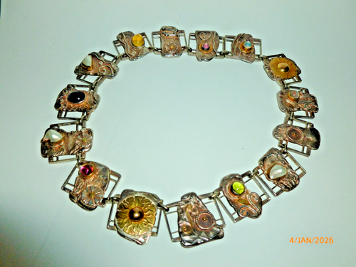 RARA collana perle pietre preziose Michie McConnell argento sterling 925 e oro 22k - Foto 4 di 20