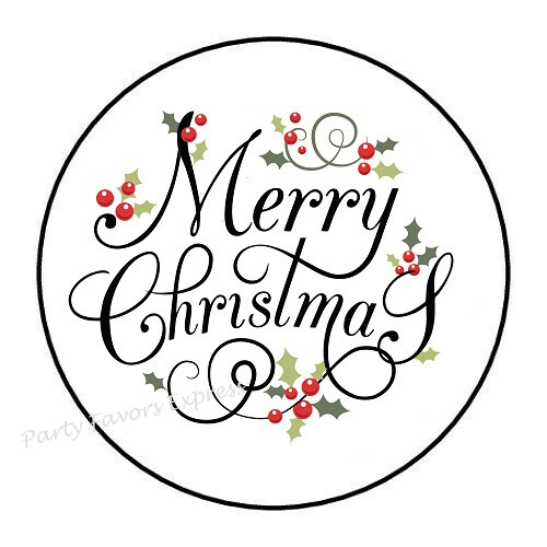 30 MERRY CHRISTMAS ENVELOPE SEALS LABELS STICKERS PARTY FAVORS 1.5" ROUND eBay