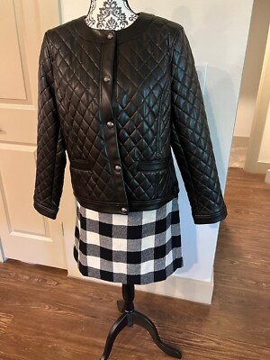 NEW TALBOTS A-LINE BLACK AND WHITE SIZE 16P PLAID SKIRT