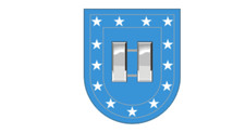 4" army flash blue with officer rank bumper sticker decal usa made
