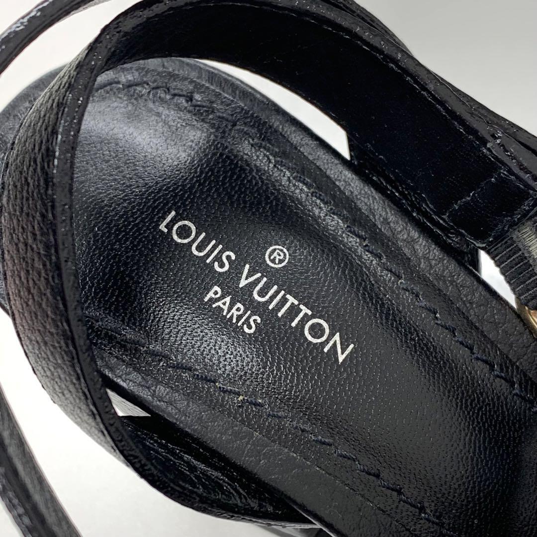 LOUIS VUITTON Sandals Lock It Leather LV Circle Logo EU 34