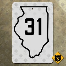 Illinois Route 31 highway marker road sign 1934 14x21 Quincy East Peoria