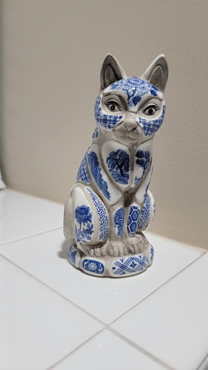 あ*猫様 galcia×BULL ORIGINAL ブルオリジナル　 ANTIC Vintage Nancy Lopez 1981 Delft Blue & White Cat Ceramic Mosaic | eBay