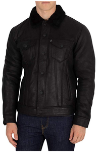 levi's black leather jacket