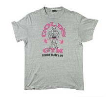 Vintage Golds Gym Leigh Valley, PA  T-shirt Single Stitch L - Grey Poly Cotton