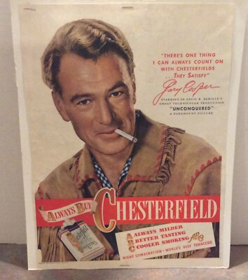 Gary Cooper Chesterfield Tobacco & Cigarette 1948 Print Ad