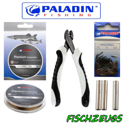 Paladin Stahlvorfach 7x7 10m Einzel Doppel Messing Klemmhülsen Klemmhülsenzange
