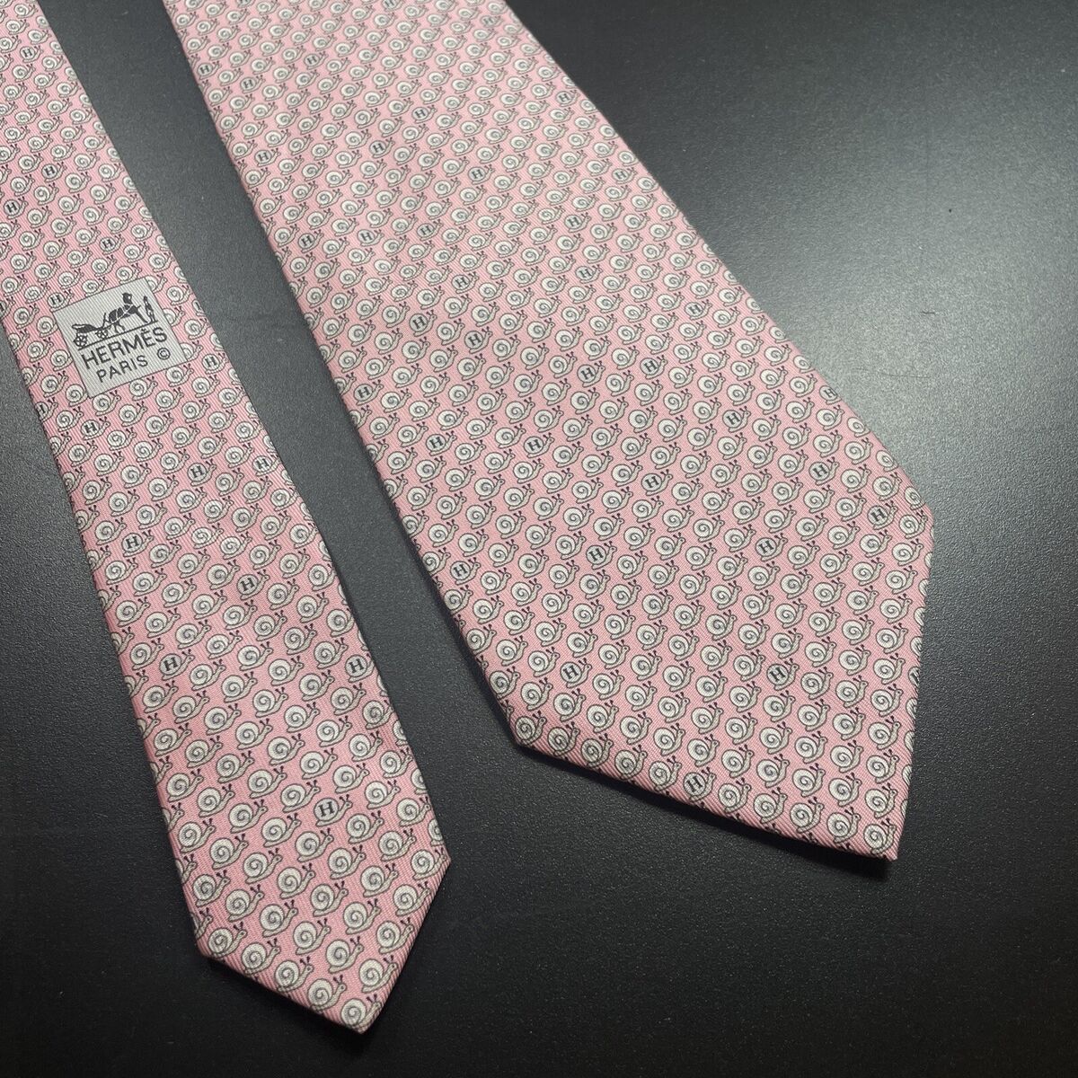 HERMES VINTAGE ICONIC HERMES Snail Tie Initial H High End HERMES VINTAGE ICONIC HERMES Snail Tie Initial H High End