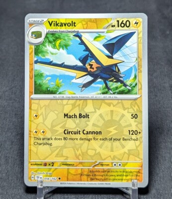 Vikavolt Uncommon Reverse Holo Lightning Temporal Forces Pokemon Card 056/162