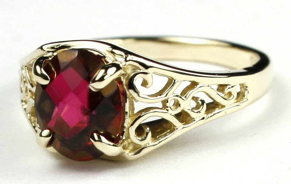 CRIMSON FIRE TOPAZ 10k Yellow Gold Ladies Ring - Handmade • R005 - Image 2 of 4
