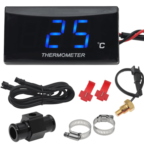 Blue Digital Motorcycle ATV Water Temp Gauge Thermometer Sensor +22mm Adapter - Picture 1 of 16