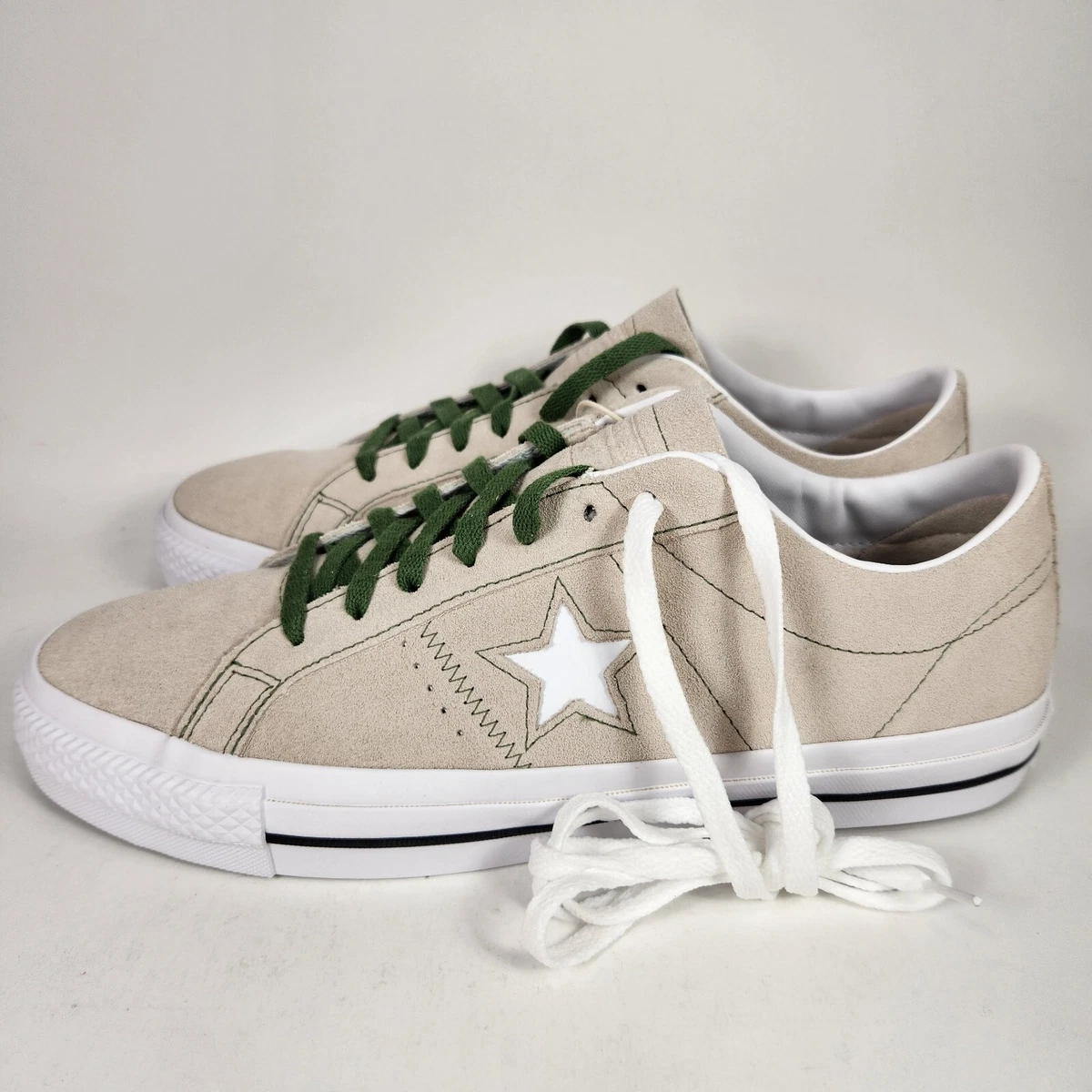 Converse One Star Pro Ox Low Men s Size 12 Suede Tan Beige White Green 172632C