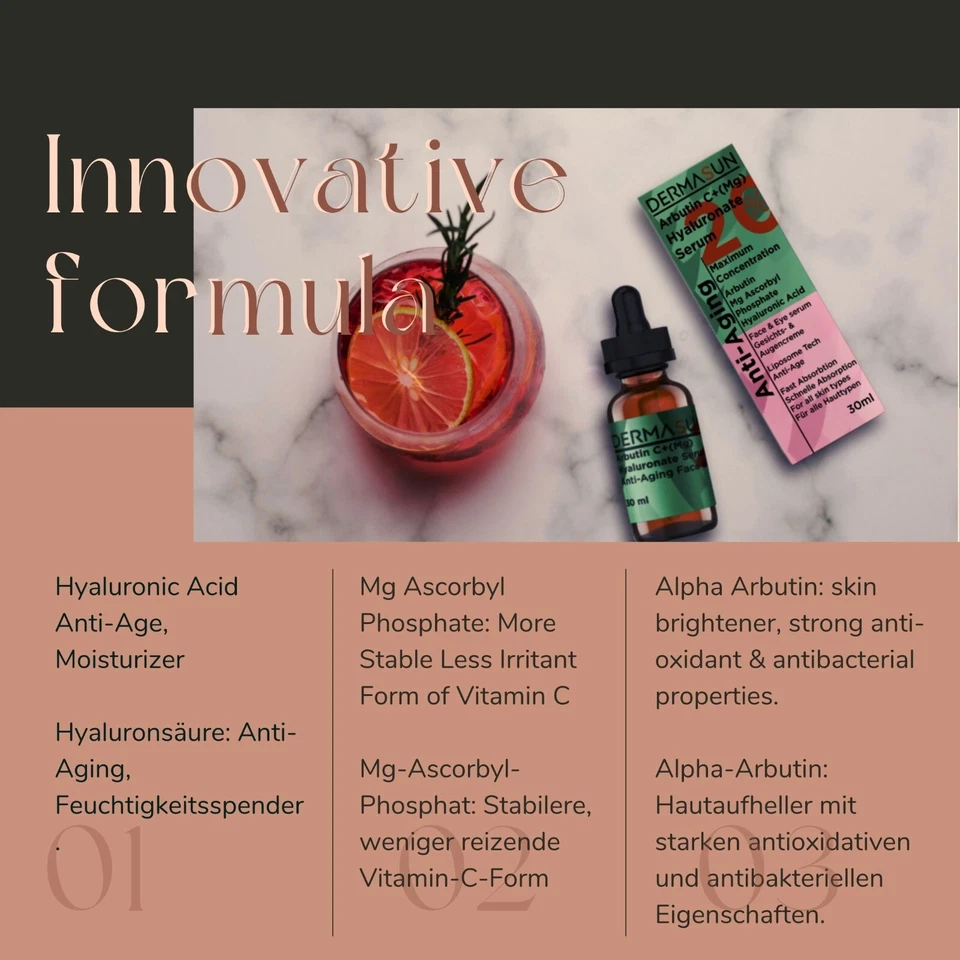 Vitamin C Serum 20% Feuchtigkeit Gesichtsserum - Anti-Age - Hyaluron 1.5% 30ml - Bild 4 von 4