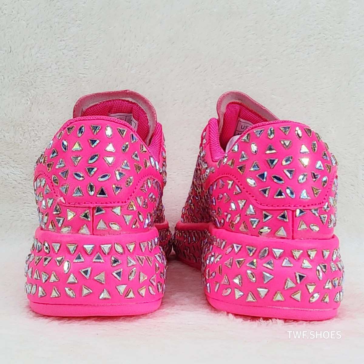 Geo Dazzle Cush Iridescent Stone Hot Pink Platform Sneakers
