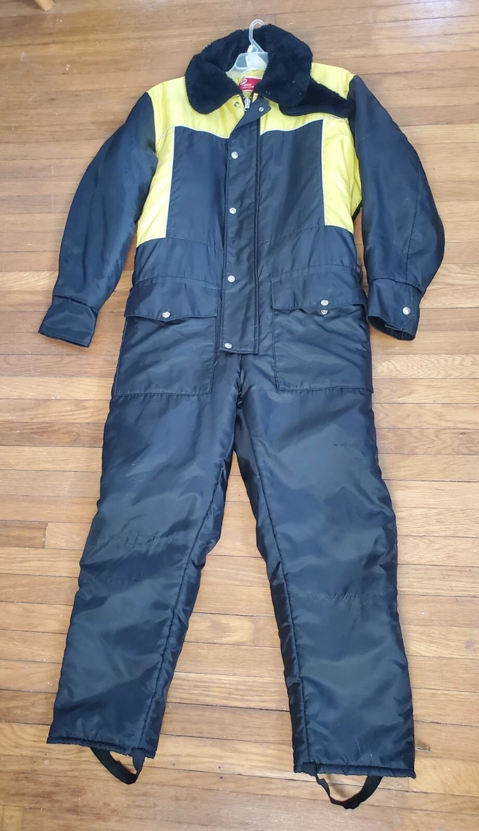 Vintage JC Penny Black Yellow Snowmobile Suit 70s 80s Men s Medium