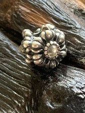 RARE Pandora 925 ALE Sterling Silver April Birthstone Flower Charm FREE SHIPPING
