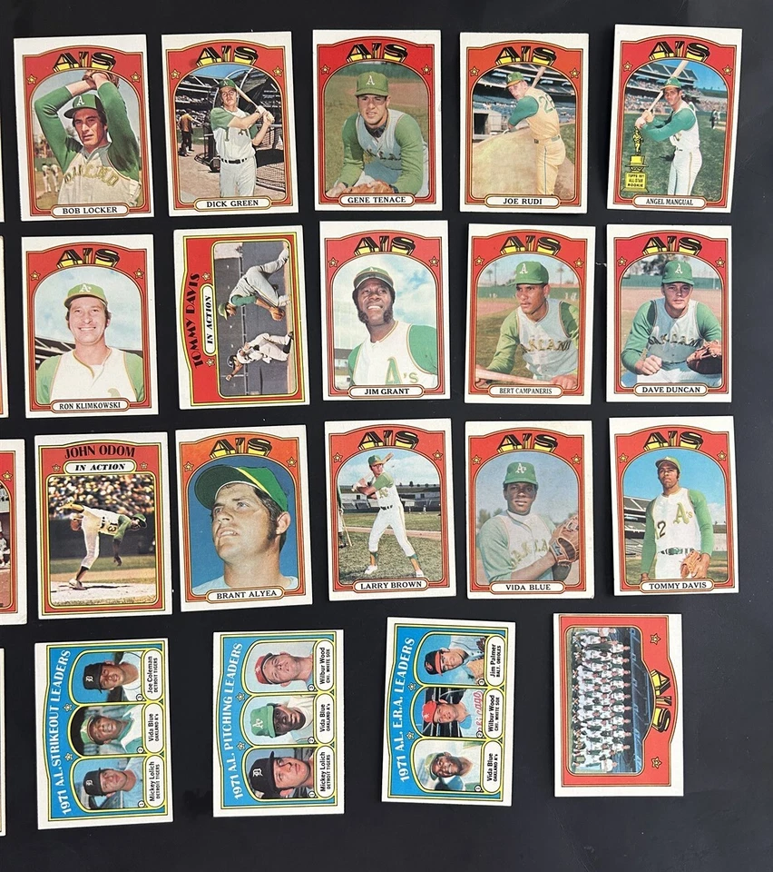 1972 Topps OAKLAND A's TEAM Лот из 33 ПАЛЬЦЕВ McLain HUNTER Rudi BANDO Vida ODOM - Изображение 3 из 3