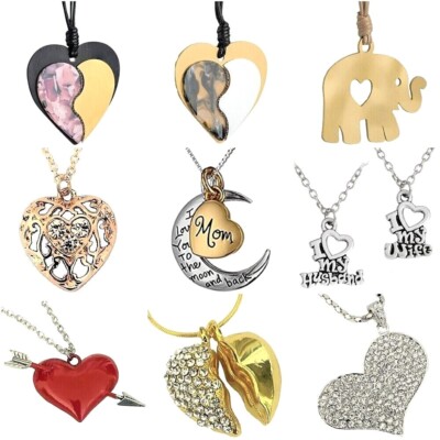 Silber Gold Kristall Liebe Herz Halskette Anhänger Kette Frauen Mädchen Geburtstag Geschenk