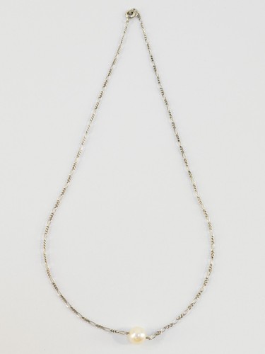 Collier Chaine en ARGENT MASSIF avec veritable perle - Picture 2 of 6