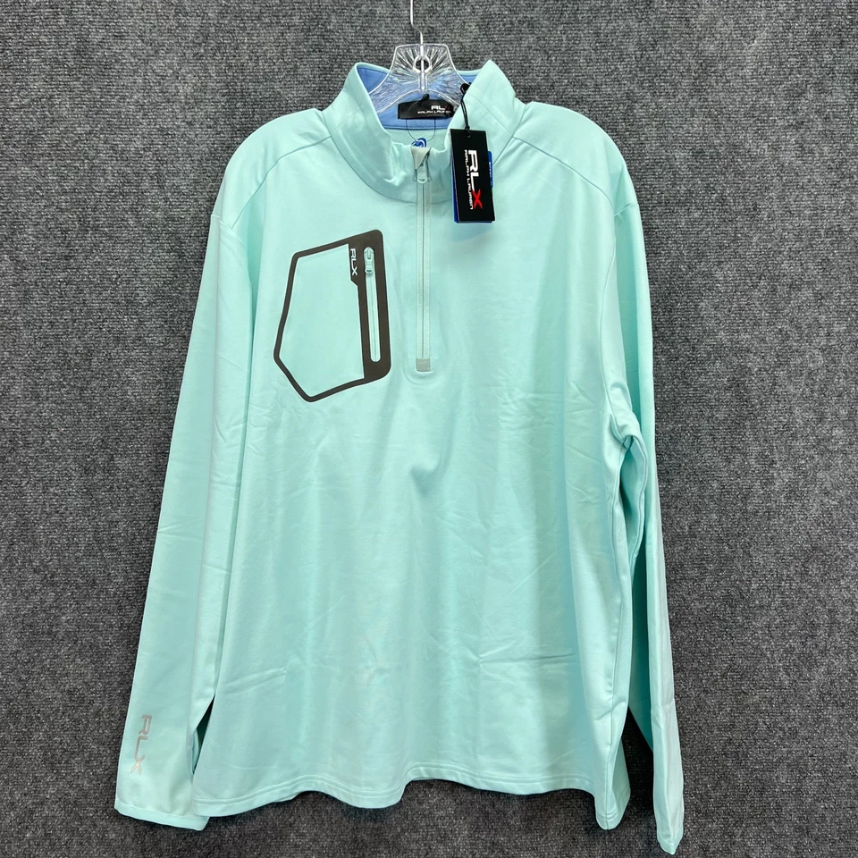 RLX Ralph Lauren Luxury Performance Jersey 1/4 Zip Pullover Soft Aqua XL NWT - Image 4 of 4