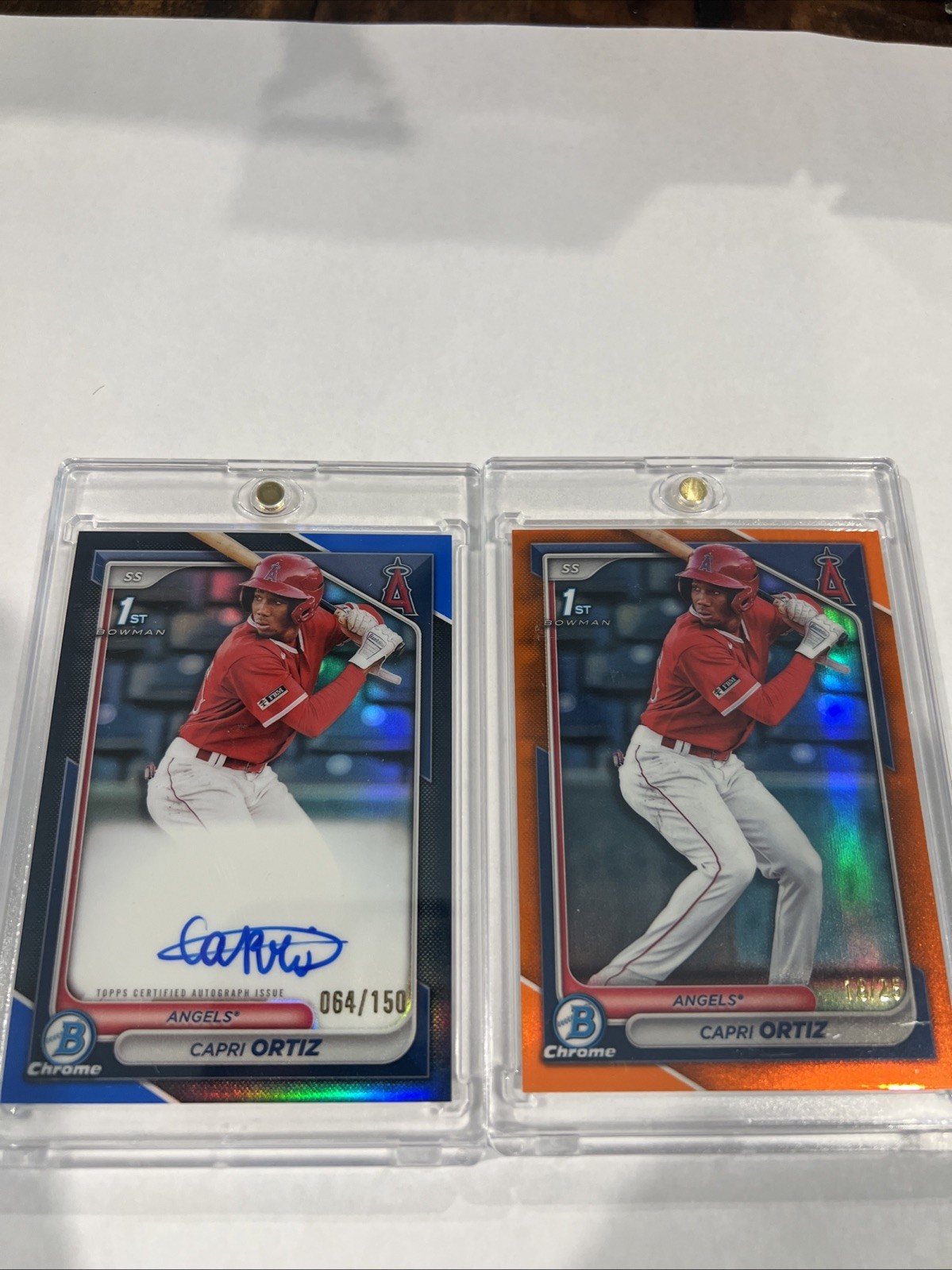 Capri Ortiz 2024 1st Bowman Chrome AUTO Prospect BLUE REFRACTOR /150 Plus Bonus