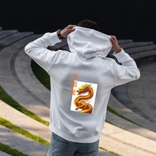 Mens Hoodie Pullover Coat Personalized Print Chinas Dragon Hooded Sweatshirt