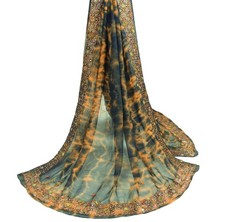 Sushila Vintage MultiColor Tie-Dye Dupatta Pure Georgette Hand Beaded Long Stole
