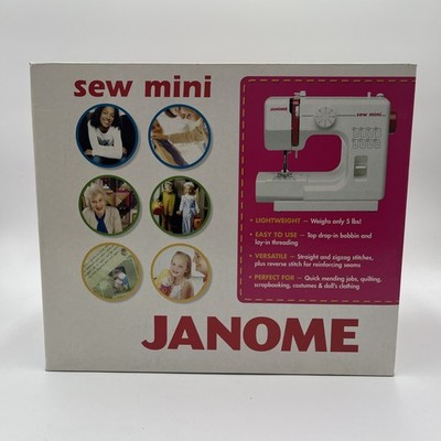 Janome Sew Mini Sewing Machine Compact Portable White & Red NIB New Sealed
